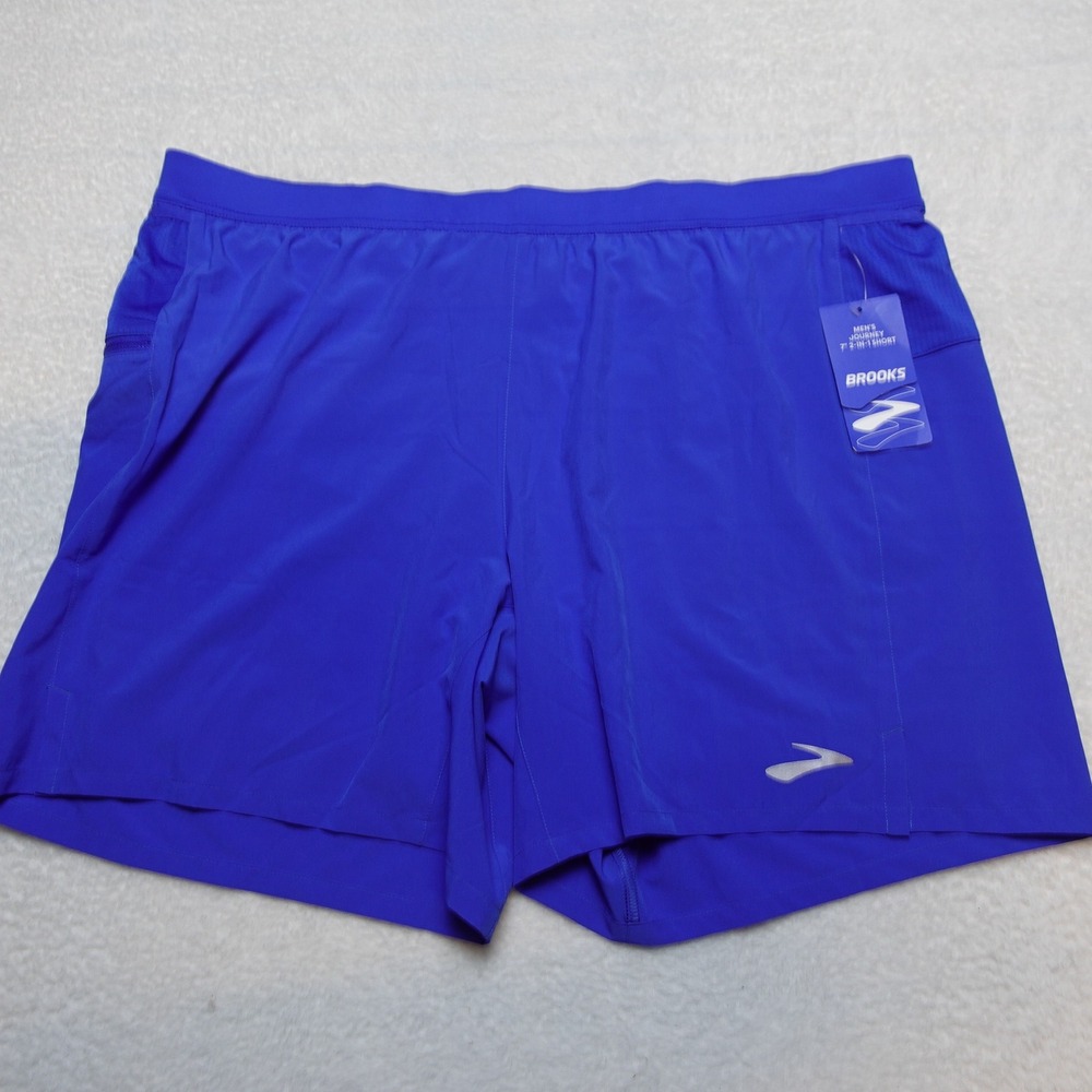 Brooks Journey 2-in-1 Short Mens XL Neo Blue 7 Inch Running Athletic 211543448